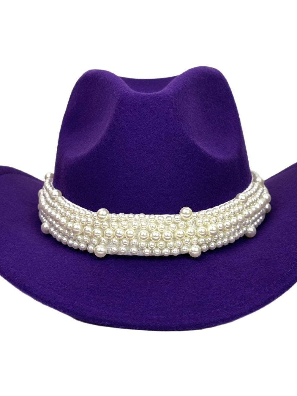 Purple Pearl Beaded Cowboy Hat Western Cowgirl Rodeo Ranch Country Fashion